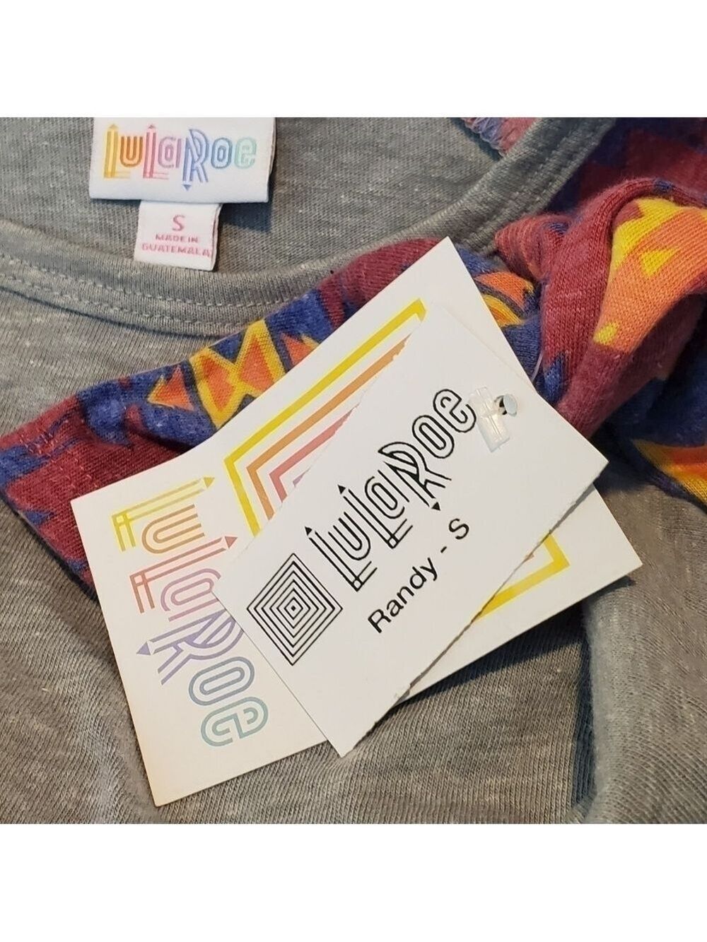 Lularoe Randy Gray Multicolored Sleeves Size Small - Picture 5 of 5